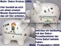 Sparschwein Aufschrift Telefonkasse Keramik mit Schloss Mae ca.: L= 21 cm ! Sonderverkauf ! 25aG - Bild vergrern 
