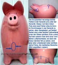 Sparschwein mit Bauch rosa Keramik mit Spardosenschloss Mae ca.: L= 23 cm ! Sonderverkauf ! 202f - Bild vergrern 