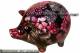 Sparschwein Design Dekor schwarz mit bunten Blten Keramik mit Spardosenschloss Mae ca.: L= 17 cm