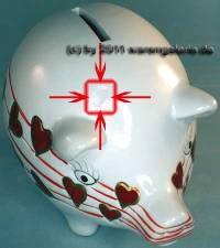 Sparschwein Design Herzen wei/ rot Keramik & Spardosenchloss Mae ca: 16 cm ! Sonderverkauf ! 210a - Bild vergrern 