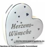 Spardose Herzens-Wünsche Weiß  stilvolles Keramik Herz-Design Maße ca.: L= 16 cm