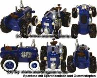Trecker Traktor Oldtimer Spardose blau Kunststein mit Gummistopfen Mae ca.: L= 16 cm - Bild vergrern 