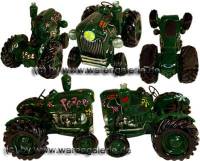 Trecker Traktor Peace Spardose grn Kunststein mit Gummistopfen Mae ca.: L= 15 cm - Bild vergrern 
