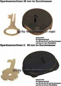 Spardosenschloss Set 4: 39mm Schlsser 2 Stck Mae: = 39 mm - Bild vergrern 