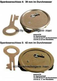 Spardosenschloss Set 5: 39+42mm Schlsser 2 Stck Mae = 39 mm +42 mm - Bild vergrern 