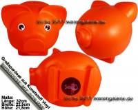 Sparschwein Gro Orange Vinyl Monsterschwein mit Spardosenschloss & Schlssel Mae ca.: L= 32 cm - Bild vergrern 