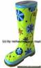 Spardose Stiefel Blumendekor grn/ bunt Keramik mit Spardosenschloss Mae ca.: H= 25 cm