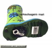 Spardose Stiefel Blumendekor grn/ bunt Keramik mit Spardosenschloss Mae ca.: H= 25 cm - Bild vergrern 