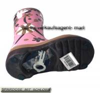 Spardose Stiefel Blumendekor rosa/ bunt Keramik mit Spardosenschloss Mae ca.: H= 25 cm - Bild vergrern 