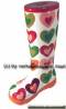 Spardose Stiefel Herzendekor wei/ bunt Keramik mit Spardosenschloss Mae ca.: H= 25 cm