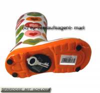 Spardose Stiefel Herzendekor wei/ bunt Keramik mit Spardosenschloss Mae ca.: H= 25 cm - Bild vergrern 