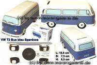 Spardose Auto VW T2 Bus blau Bulli Keramik mit Gummistopfen Mae ca.: L= 18 cm - Bild vergrern 
