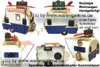 Spardose Dekorationsartikel Nostalgie Wohnwagen dunkelblau alt wei� Metall mit Gummistopfen L: 23 cm - Bild vergr��ern 