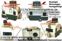 Spardose Dekorationsartikel Nostalgie Wohnwagen dunkelgr�n alt wei� Metall mit Gummistopfen L: 23 cm - Bild vergr��ern 