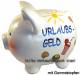Sparschwein Aufschrift Urlaubsgeld Keramik mit Spardosenstopfen Stpsel Mae ca.: L= 20 cm