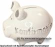 Sparschwein �Konfirmation� wei&szlig; silberfarben  �  modernes KCG 3D Keramik-Design Ma&szlig;e ca.: L= 12,5 cm