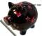 Sparschwein Dekor Blumen schwarz mit rot/ bunten Blüten Keramik und Schloss Maße ca.: L= 20 cm