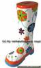 Spardose Stiefel Blumendekor weiß/ bunt Keramik mit Spardosenschloss Maße ca.: H= 25 cm